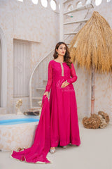 Bluish Red Anarkali(Discount Offer For Limited Time Only)