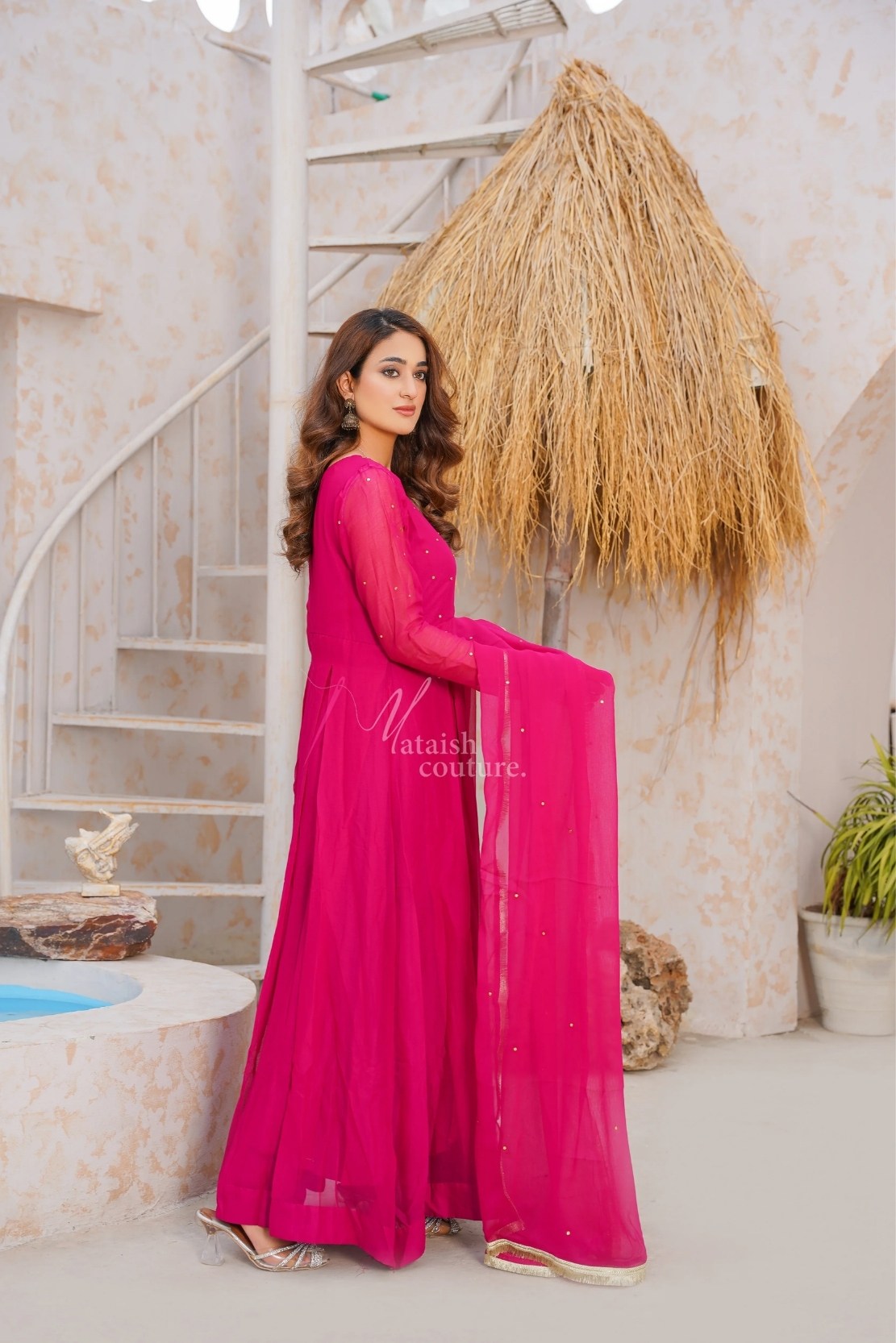 Bluish Red Anarkali(Discount Offer For Limited Time Only)