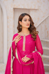 Bluish Red Anarkali(Discount Offer For Limited Time Only)