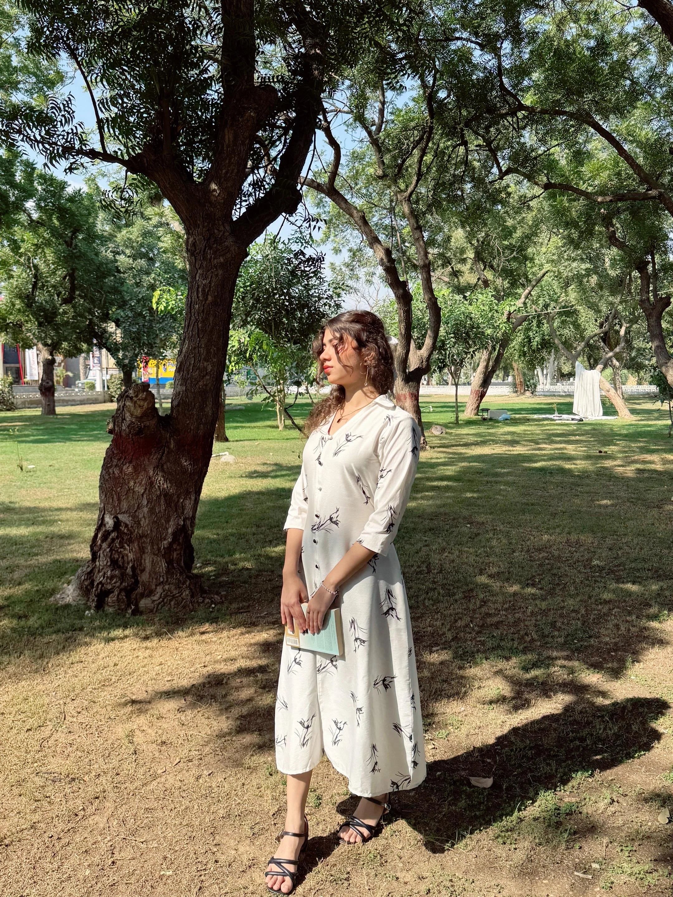 White Floral Cotton Frock