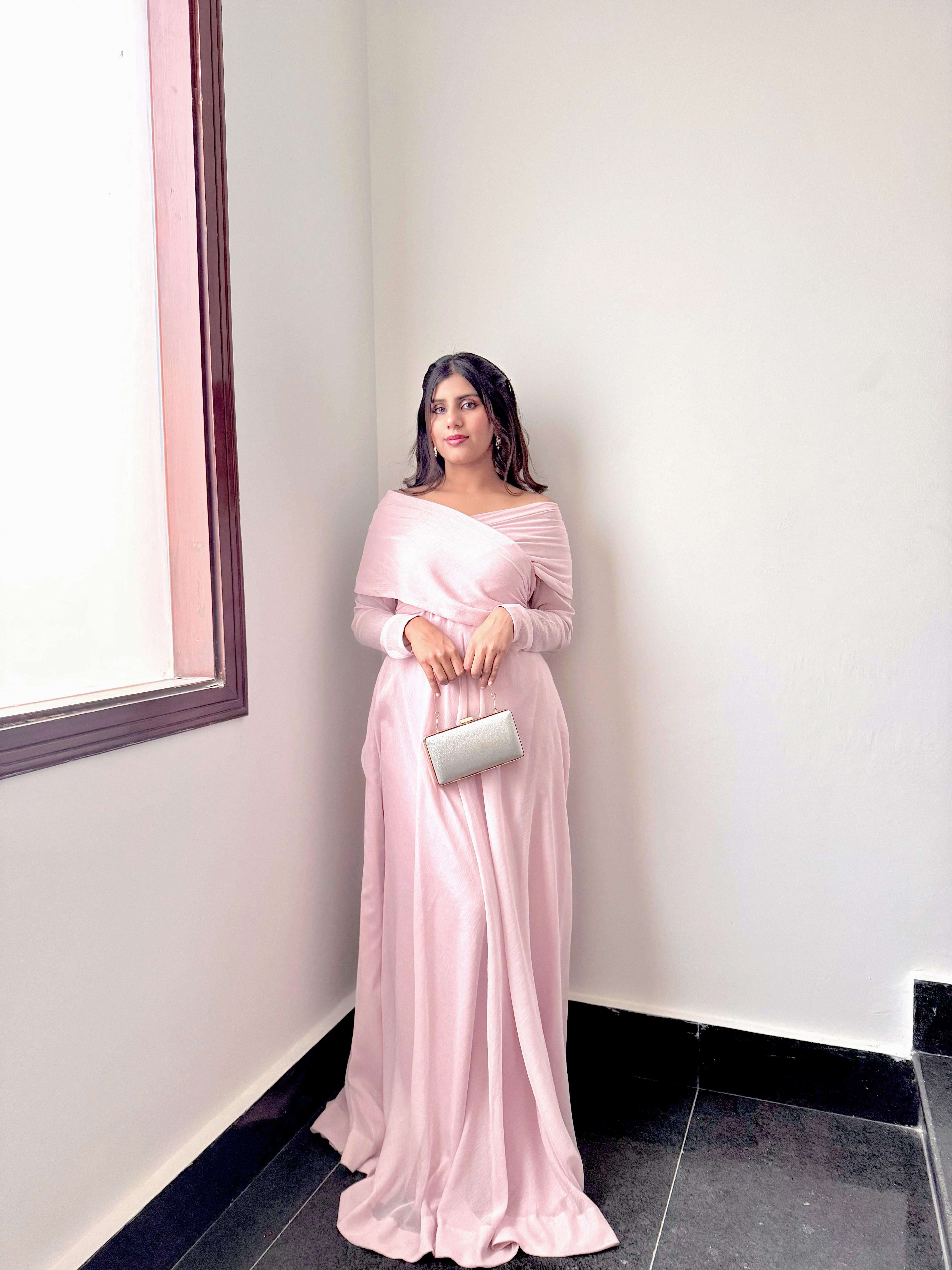 Pink Drop Shoulder Maxi