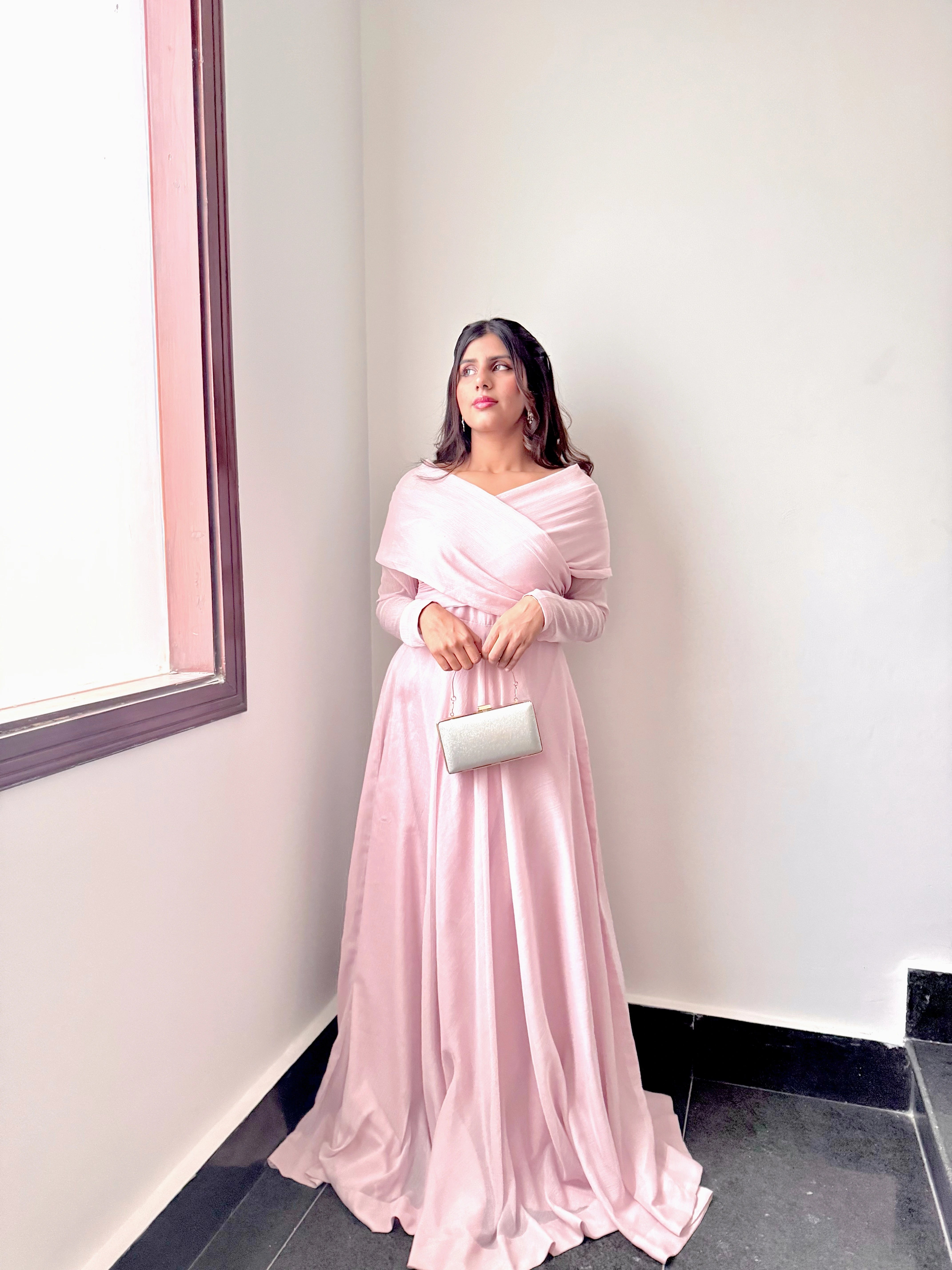 Pink Drop Shoulder Maxi