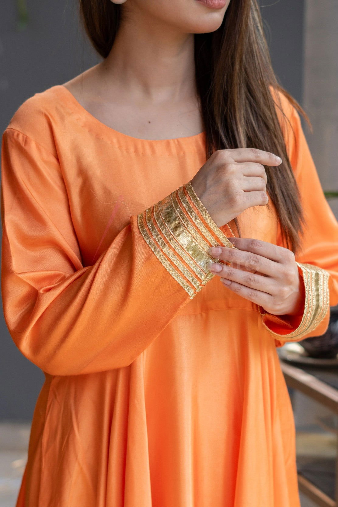 Orange Cotton Silk - Mataish Couture