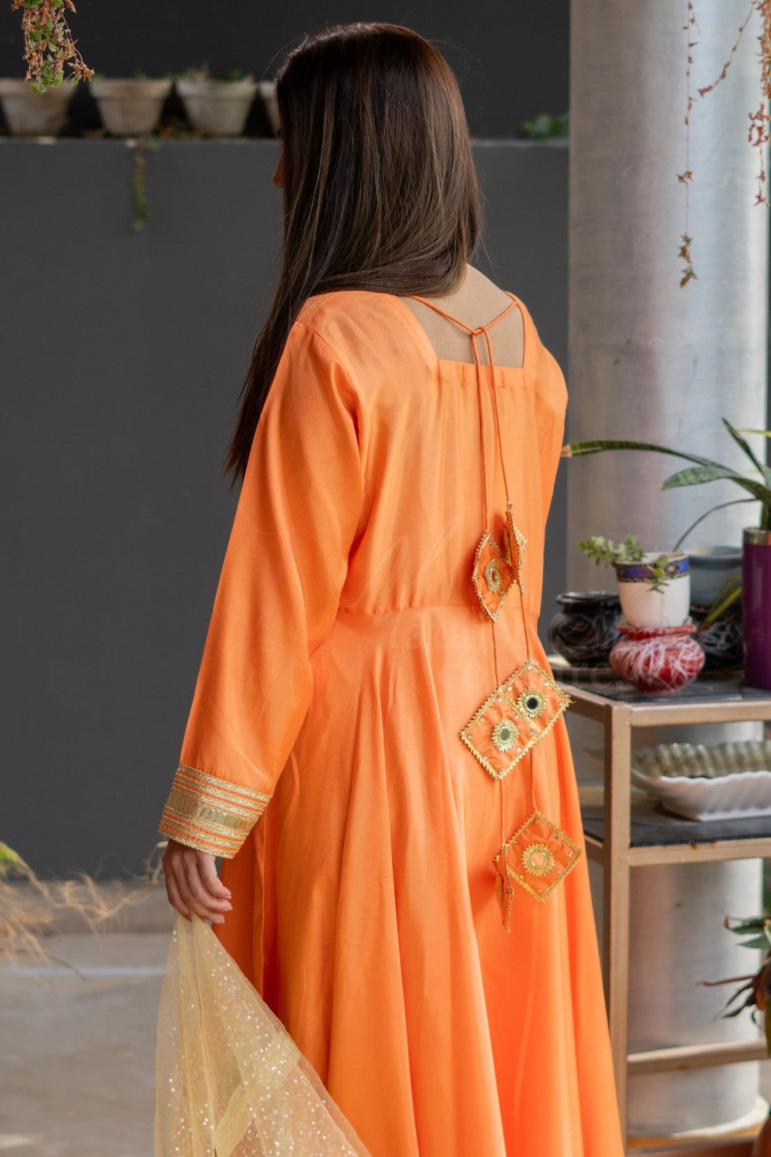 Orange Cotton Silk - Mataish Couture