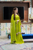 Parrot Green  Embroidered Garara - Mataish Couture