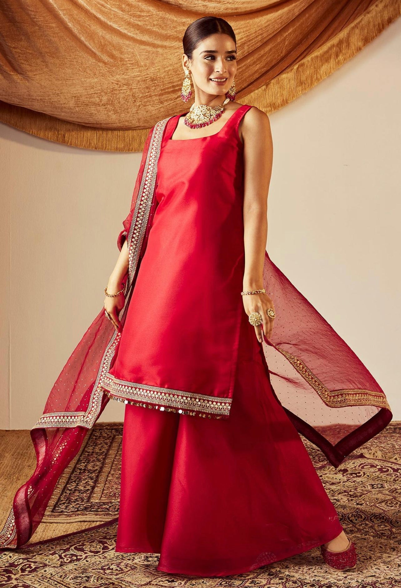 Red Raw Silk - Mataish Couture